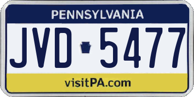 PA license plate JVD5477