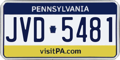 PA license plate JVD5481