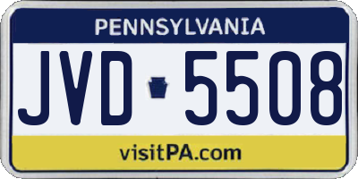 PA license plate JVD5508
