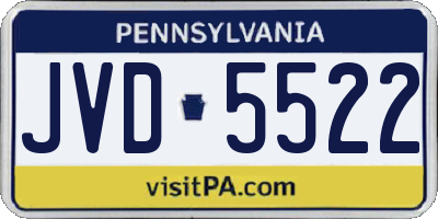 PA license plate JVD5522