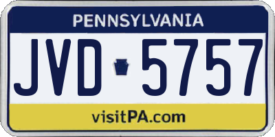 PA license plate JVD5757