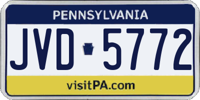 PA license plate JVD5772