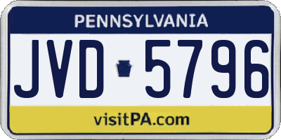 PA license plate JVD5796