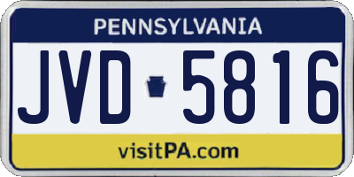 PA license plate JVD5816