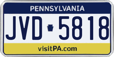 PA license plate JVD5818