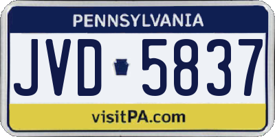 PA license plate JVD5837