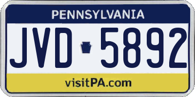 PA license plate JVD5892