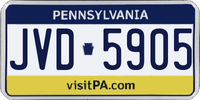 PA license plate JVD5905