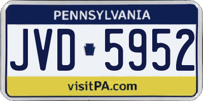 PA license plate JVD5952