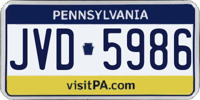 PA license plate JVD5986