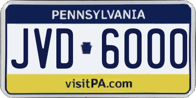 PA license plate JVD6000