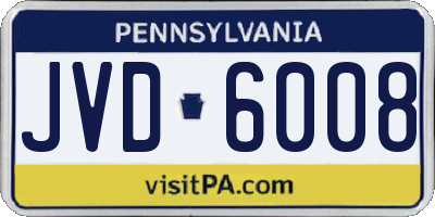 PA license plate JVD6008