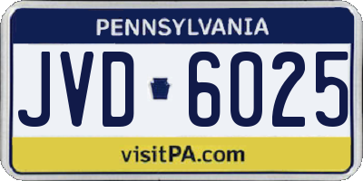 PA license plate JVD6025