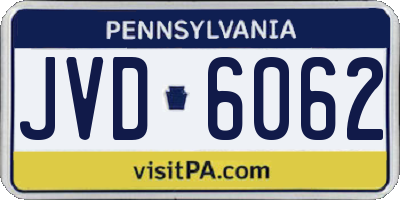 PA license plate JVD6062