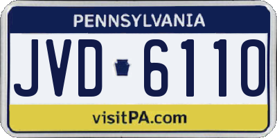 PA license plate JVD6110