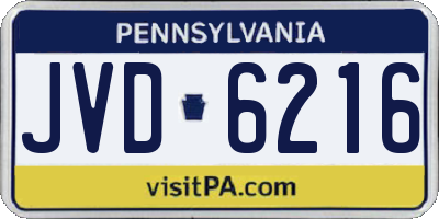 PA license plate JVD6216