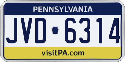 PA license plate JVD6314