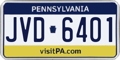 PA license plate JVD6401