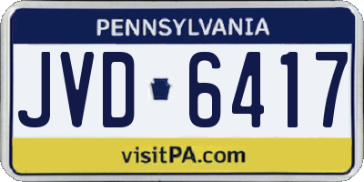 PA license plate JVD6417