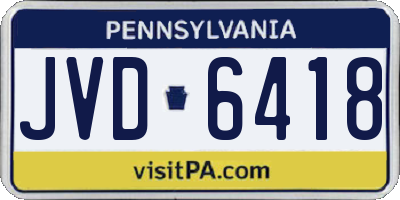 PA license plate JVD6418