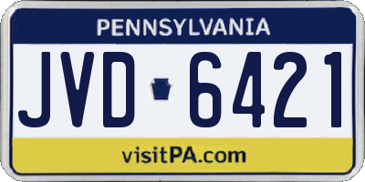 PA license plate JVD6421