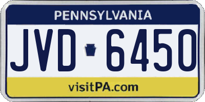 PA license plate JVD6450