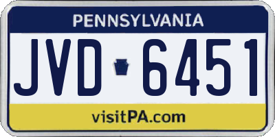 PA license plate JVD6451