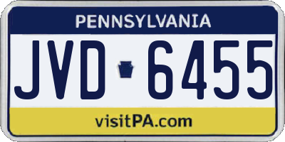 PA license plate JVD6455