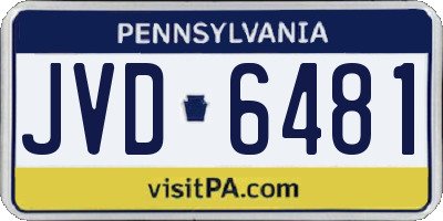 PA license plate JVD6481