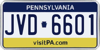 PA license plate JVD6601