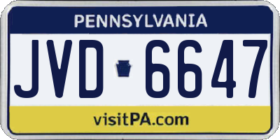 PA license plate JVD6647