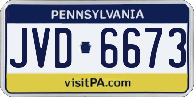 PA license plate JVD6673