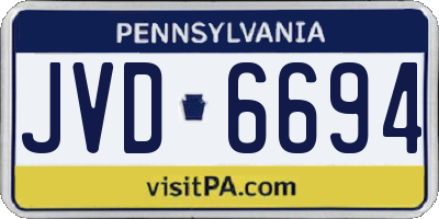 PA license plate JVD6694