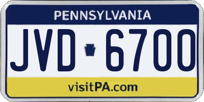 PA license plate JVD6700