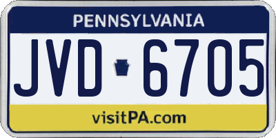 PA license plate JVD6705