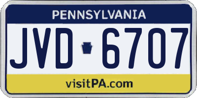 PA license plate JVD6707
