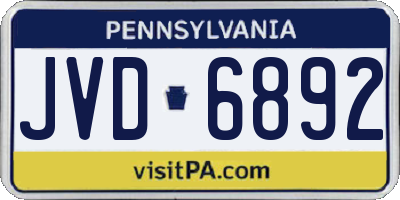 PA license plate JVD6892