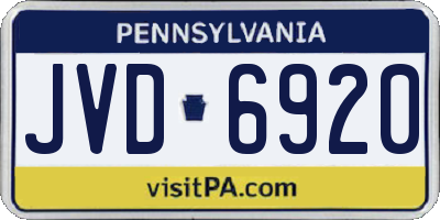PA license plate JVD6920