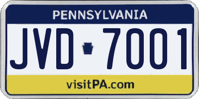 PA license plate JVD7001