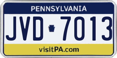 PA license plate JVD7013