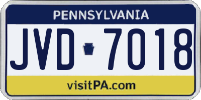 PA license plate JVD7018