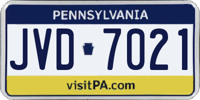 PA license plate JVD7021