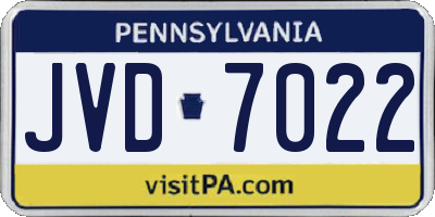PA license plate JVD7022
