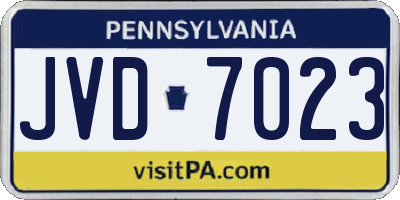 PA license plate JVD7023