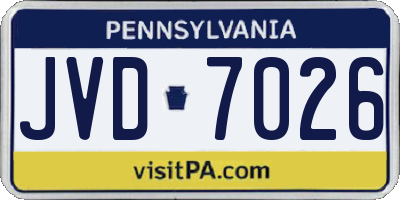 PA license plate JVD7026