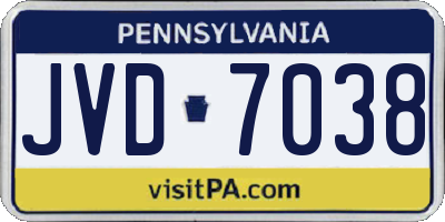 PA license plate JVD7038