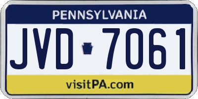 PA license plate JVD7061
