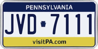 PA license plate JVD7111