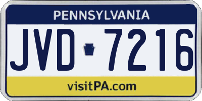 PA license plate JVD7216