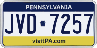 PA license plate JVD7257